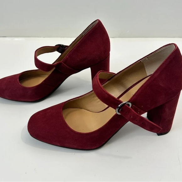 Franco Sarto Red Suede Mary Jane Heels - Picture 2 of 5